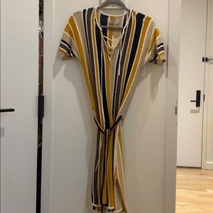 Frame Orange Multicolor Striped Knit Dress